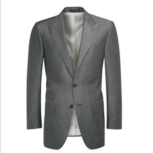 Suit Supply Washington Grey Plain Suit Wool Linen